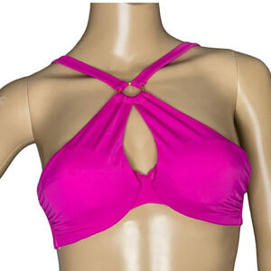 L'Agent by Agent Procovateur Women's Adrina Criss Cross Halter Bikini Top Pink S
